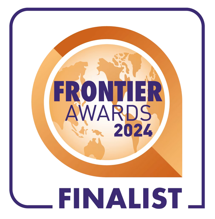 Frontier Awards 2024 Finalist logo with world map design