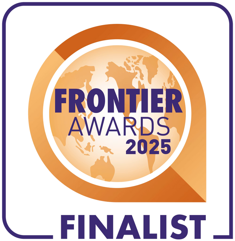 Frontier Awards 2025 Finalist logo with world map design